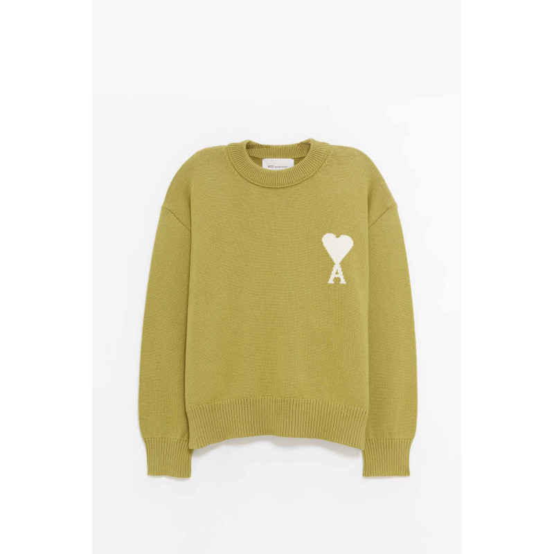 AMI MATCHA ECRU CREWNECK SWEATER